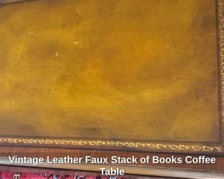 Vintage Leather Faux Stack of Books Coffee Table