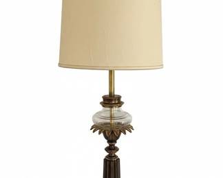 Vintage Stiffel Hollywood Regency Brass and Glass Table Lamp