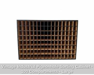 Vintage Industrial Pigeonhole Sorting Cabinet Compartments Large