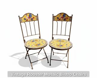 Vintage Rooster Mosaic Bistro Chairs second image