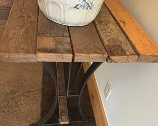 Rustic Reclaimed Wood and Wrought Iron Console Table second image