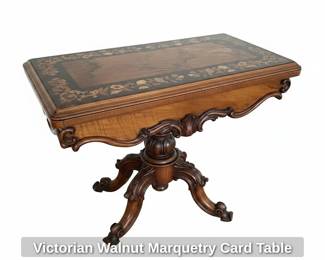 Victorian Walnut Marquetry Card Table