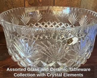 Assorted Glass and Ceramic Tableware Collection with Crystal Elements second image