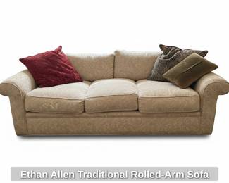 Ethan Allen Traditional RolledArm Sofa