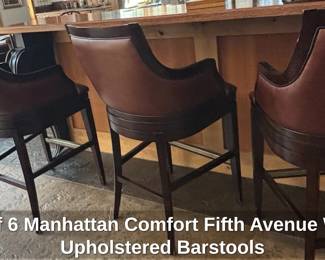 Set of Manhattan Comfort Fifth Avenue Wood Upholstered Barstools second image