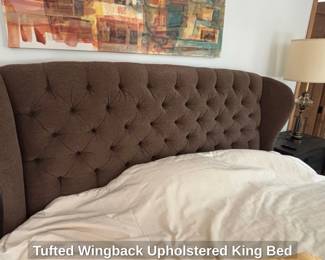 Tufted Wingback Upholstered King Bed second image
