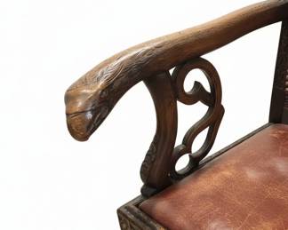 Chippendale Style Carved Mahogany Armchair with Eagle Head Arms third image