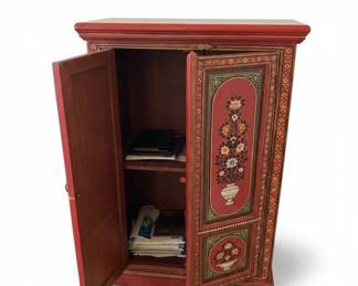 HandPainted Moroccan Red Armoire Cabinet second image