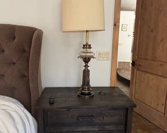 HandCarved Mango Wood Floral Nightstand second image