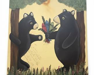 HandPainted Folk Art Bear Side Table