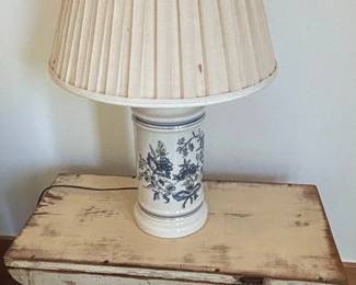 Vintage Blue and White Floral Ceramic Table Lamp Benlloch Spain