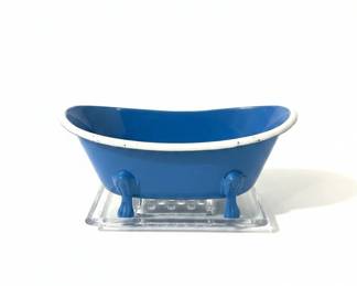 Vintage Ceramic Bathtub Soap Dish with Glass Tray
