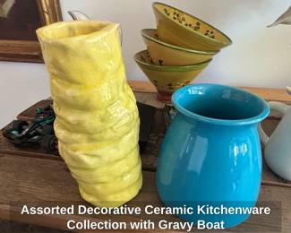 Assorted Decorative Ceramic Kitchenware Collection with Gravy Boat third image