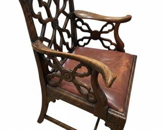 Chippendale Style Carved Mahogany Armchair with Eagle Head Arms sixth image
