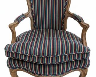French Louis XV Style Striped Velvet Armchair second image