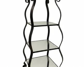 Wrought Iron ThreeTiered Etagere with Mirrored Shelves second image