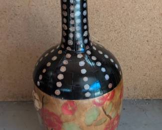 HandPainted Decorative Wooden Vase Large