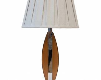 MidCentury Modern Lawrin Walnut and Smoky Lucite Table Lamp