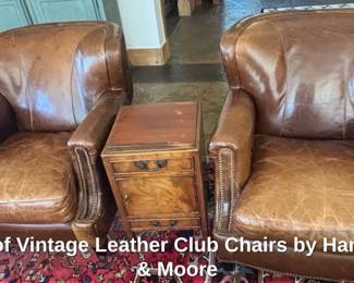 Pair of Vintage Leather Club Chairs by Hancock Moore