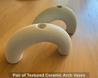 Pair of Textured Ceramic Arch Vases