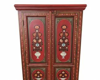 HandPainted Moroccan Red Armoire Cabinet