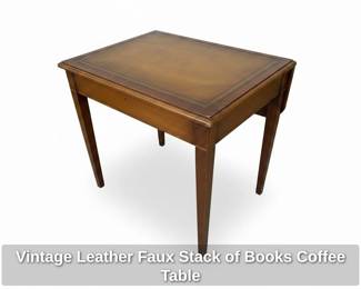 Vintage Leather Faux Stack of Books Coffee Table second image