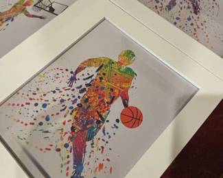 Set of Four Framed Basketball Player Watercolor Art Prints second image