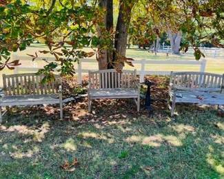 Three Teak Benches