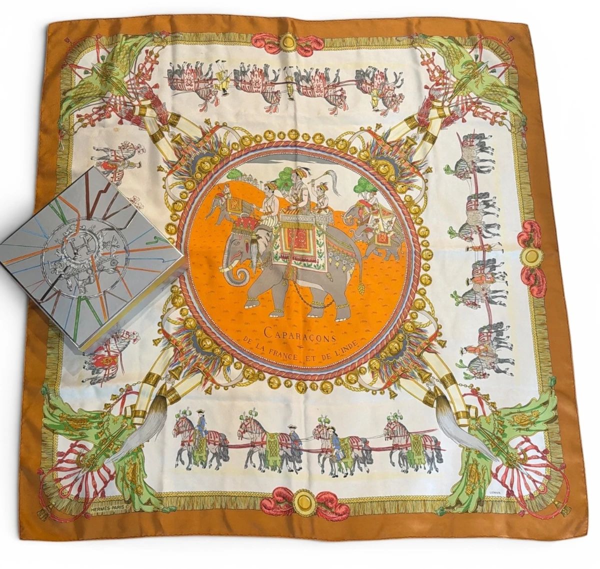 An HERMES by LEDOUX Carre 90 Silk Scarf