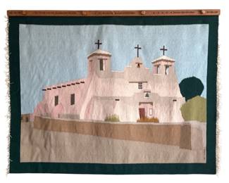 Mid Century Tapestry, Isleta Pueblo New Mexico, EDWARD BOWLES 1968