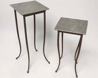 Two Brutalist Iron Drink Tables