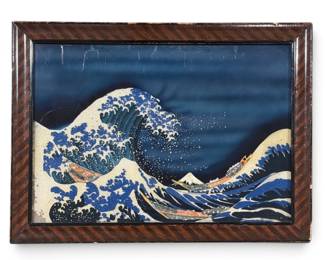 "The Wave" Embellished Sand and Abalone Work, After KATSUSHUKA HOKUSAI