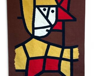 Mid Century Tapestry After PAUL KLEE'S "Woman in a Peasant Dress" by EDWARD BOWLES