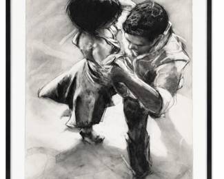 ALLEN BENTLEY (American, 20th C.) "Carousel" Charcoal on Paper