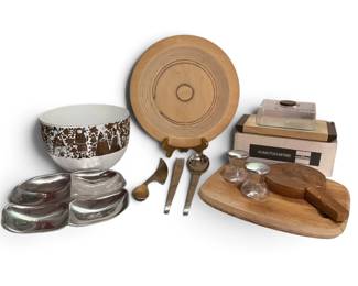 Collection of Mid Century Teak and Chrome Kitchen Articles