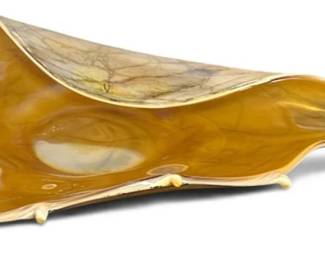Rolled Art Glass Seashell Bowl