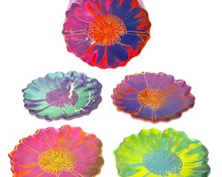 ANDY WARHOL Pop Art Melamine Floral Dessert Dishes