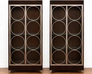 A Pair of ETHAN ALLEN Light Up Vitrine Cabinets