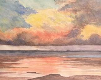 Post Modern Sunset Watercolor Painting