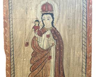 JORGE SANCHEZ (New Mexico, 20th C) Our Lady of Mt. Carmel New Mexico Retablo