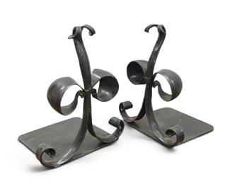 French Fleur De Lis Wrought Iron Bookends, Pair
