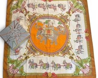 An HERMES by LEDOUX Carre 90 Silk Scarf