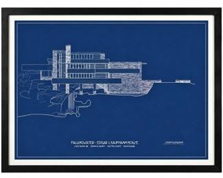 Wall Size FRANK LLOYD WRIGHT "Fallingwater" Architectural Blueprint