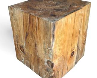 Brutalist Sculpted Oak Side Table