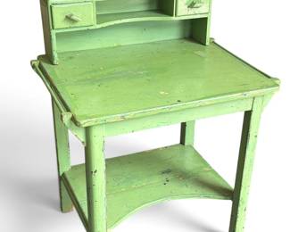 European Painted Green Side Table, Washstand
