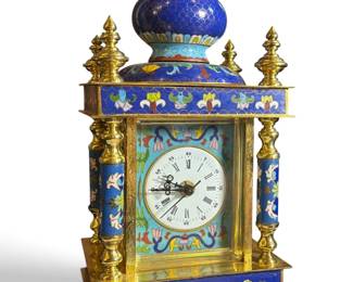 Chinese Cloisonne and Brass Mantle Clock