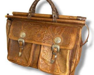 Southwestern Tooled Leather Work Bag