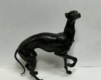 Lot 43: Bronze Grey Hound Dog Sculpture