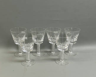 Lot 36: Signed Stuart Crystal Glasses R.M.S. Queen Elizabeth 1940-1968 Made in Enlgand