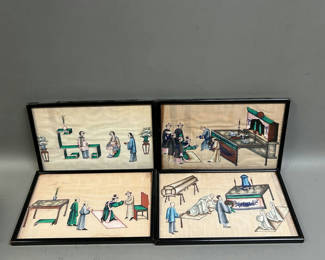 Lot 18: Chinese Export Gouache Paintings on Rice Paper